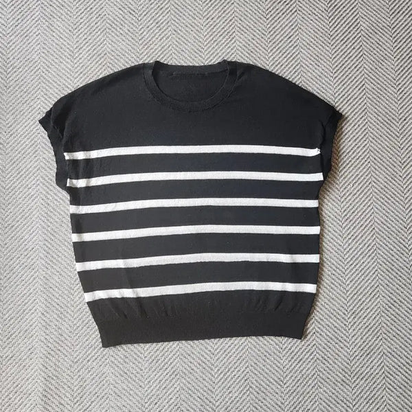 [BUNJANG] S&JCo. Black Stripe Summer Knit Top (Size 100) / 새상품) 블랙 스트라이프 썸머니트 100