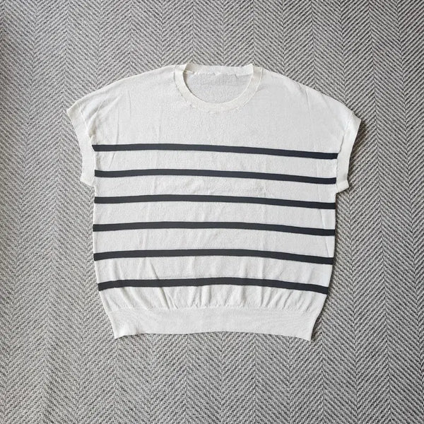 [BUNJANG] S&J Co. White Stripe Summer Knit 100 / 새상품) 화이트 스트라이프 썸머니트 100