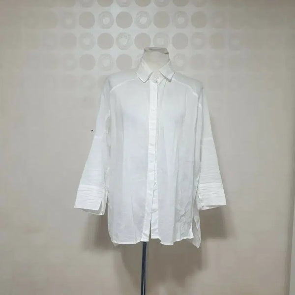 [BUNJANG] Women's White Thin Cotton Shirt 77 / 얇은남방77/흰남방77/흰셔츠77/여성남방77