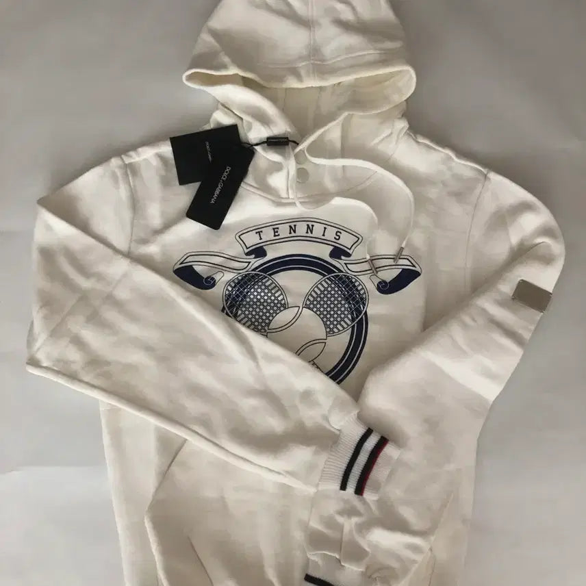 [BUNJANG] Dolce & Gabbana Logo Plate Tennis Print Brushed Hoodie / 돌체앤가바나 로고 플레이트 프린팅 기모 후드티