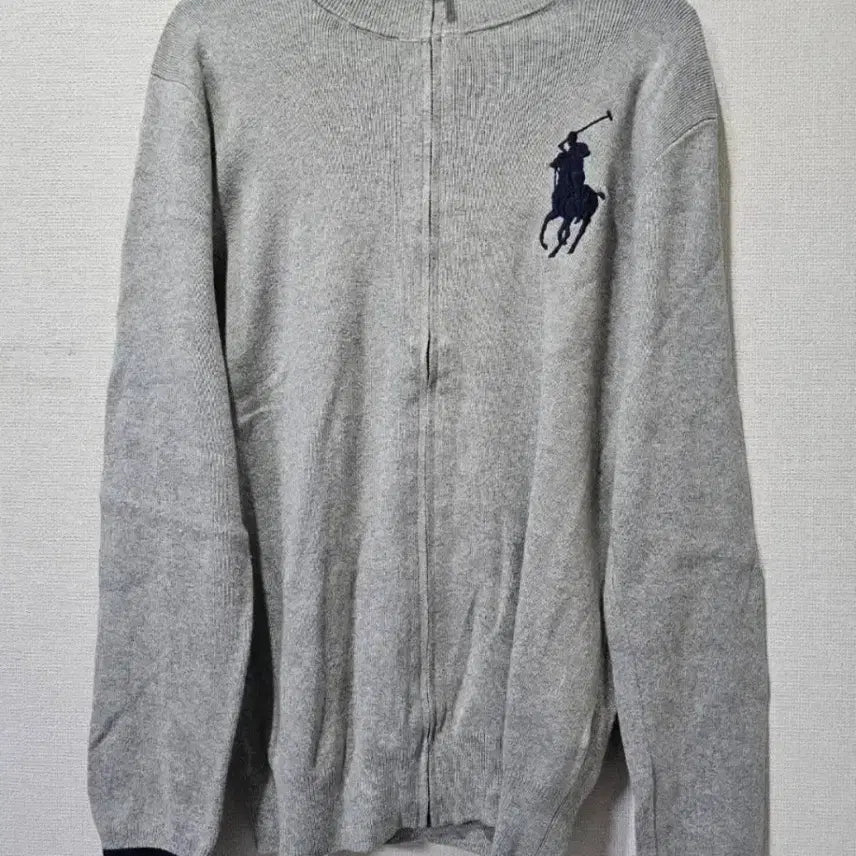[BUNJANG] Polo Ralph Lauren Grey Big Pony Knit Zip-Up Jacket Size M / 폴로 그레이 빅포니 니트집업 95 / M