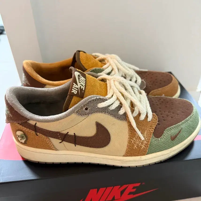 [BUNJANG] Jordan Zion Williamson Retro Low OG Flax and Oil Green Sneakers / 조던 1 x 자이언 윌리엄슨 레트로 로우 OG 플랙스 앤 오일 그린