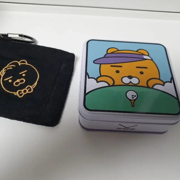 [BUNJANG] Kakao Friends Ryan Golf Towel + Ball Marker + Wood Tee Set / 카카오프렌즈 라이언 골프 타올 + 볼마커 + 우드티 세트