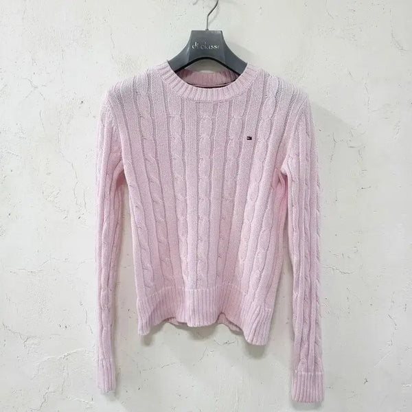 [BUNJANG] Tommy Hilfiger Light Pink Cable Knit Sweater Size S / 타미힐피거 연핑크 케이블 니트 S