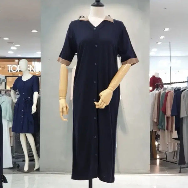 [BUNJANG] CoinCos Navy Knit Dress / 코인코즈 배색카라 니트원피스  네이비 새상품 프리사이즈