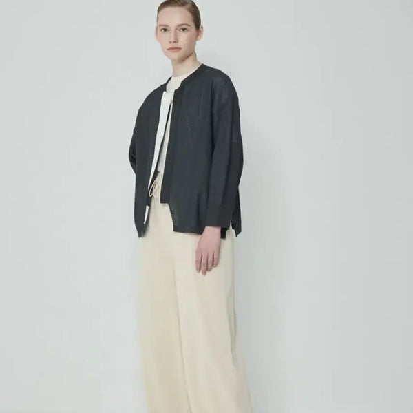 [BUNJANG] SYSTEM Linen Mesh Punch Puff Cardigan Charcoal / 시스템 SYSTEM 크로셰 가디건 린넨 매쉬 여름 펀칭 퍼프차콜루즈핏한섬