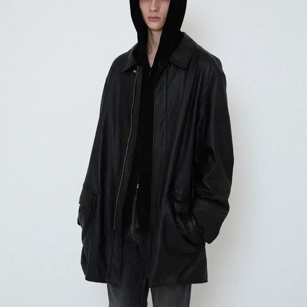 [BUNJANG] Innir 254 Oil Washed Lambskin Coat / Innir 이니어 254 OIL WASHED LAMBSKIN COAT