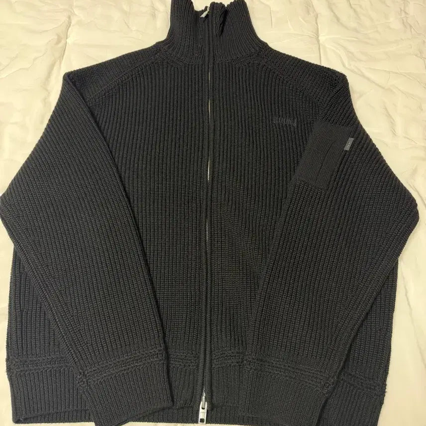 [BUNJANG] Juun.J MA-1 Pocket High Neck Zip-Up Cardigan Black M / 준지 MA-1 포켓 하이넥 집업 가디건 - 블랙 m