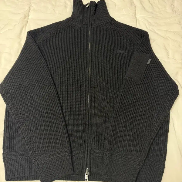 [BUNJANG] Juun.J MA-1 Pocket High Neck Zip-Up Cardigan Black M / 준지 MA-1 포켓 하이넥 집업 가디건 - 블랙 m