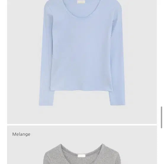 [BUNJANG] Slim Fit Long Sleeve T-Shirt Sky Blue / 슬림핏 긴팔 티셔츠 스카이블루