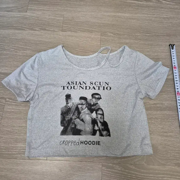 [BUNJANG] Asian Scon Cropped Short Sleeve T-Shirt / ㅅ)아시안 스컨 크롭 반팔 티셔츠