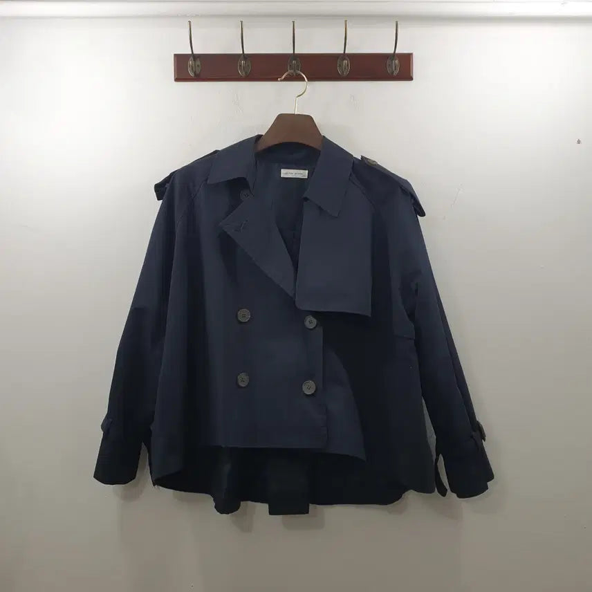 [BUNJANG] Story Prada Women's Navy Transitional Short Oversized Trench Coat Jacket / 추F story prada 여성 네이비 간절기 숏 오버핏 트렌치코트 자켓