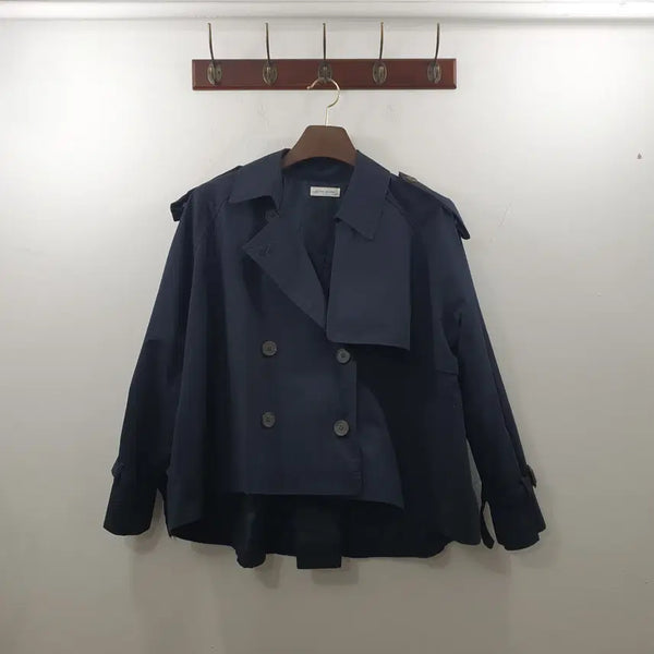 [BUNJANG] Story Prada Women's Navy Transitional Short Oversized Trench Coat Jacket / 추F story prada 여성 네이비 간절기 숏 오버핏 트렌치코트 자켓