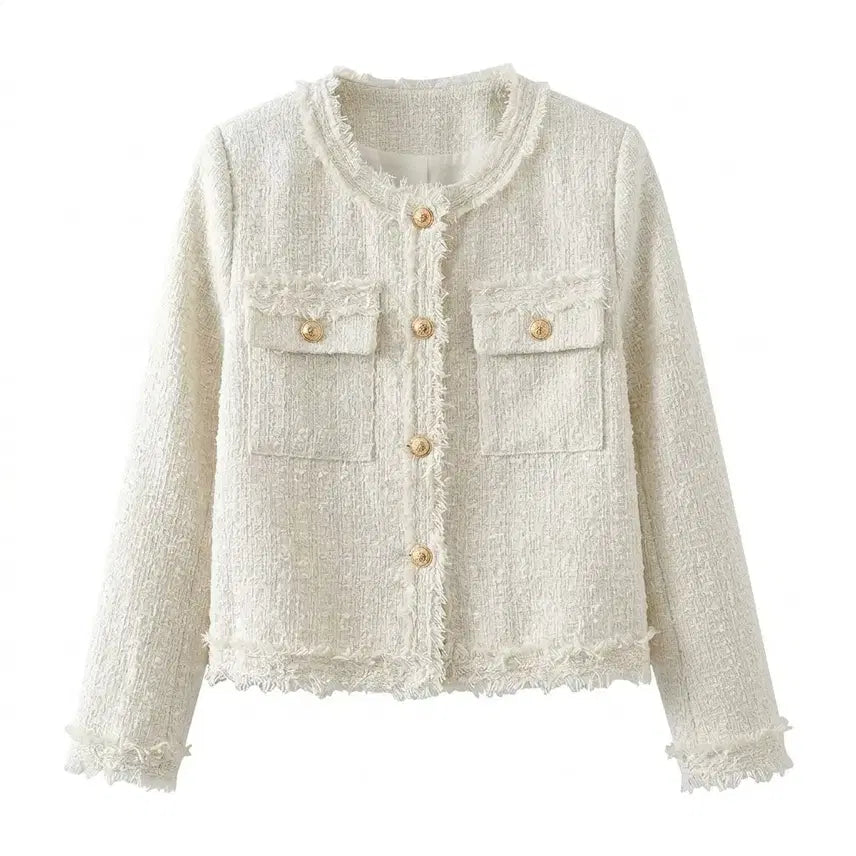 [BUNJANG] White Tweed Women's Jacket / [새상품/당일발송] 화이트 트위드 여성 자켓