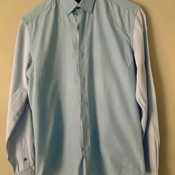 [BUNJANG] Lanvin Sky Blue Long Sleeve Hidden Button Shirt / 랑방 하늘색 긴팔 남방 셔츠 히든버튼 38