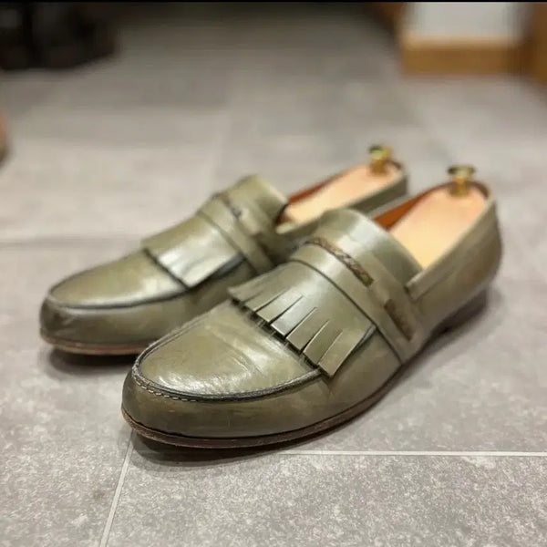 [BUNJANG] Etro Vintage Tassel Loafers Olive 270 / 에트로 etro 빈티지 태슬 로퍼 올리브색 42(270)