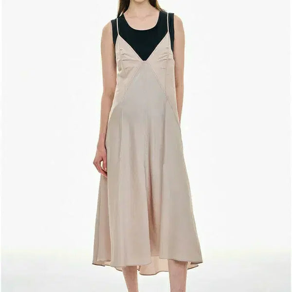 [BUNJANG] System Sleeveless Maxi Dress Black/Pink Size 66 / 한섬 시스템 원피스