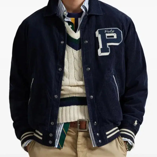 [BUNJANG] Polo Ralph Lauren Corduroy Varsity Jacket Navy / 폴로 랄프로렌 코듀로이 바시티 자켓 네이비 새상품