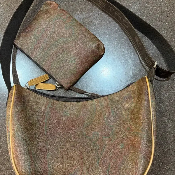 [BUNJANG] ETRO Paisley Vinnle Hobo Crossbody Shoulder Bag / 에트로 페이즐리 빈달 호보 크로스백 숄더백
