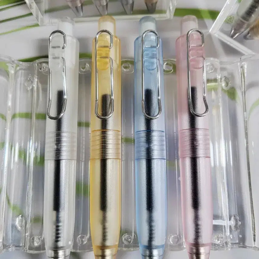 [BUNJANG] Clear Pocket Pen Set with 7 Refill Nibs / 투명 클리어 다이어리용 포켓펜 풀세트 흑청적리필심7개 증정