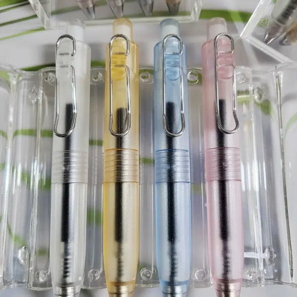 [BUNJANG] Clear Pocket Pen Set with 7 Refill Nibs / 투명 클리어 다이어리용 포켓펜 풀세트 흑청적리필심7개 증정