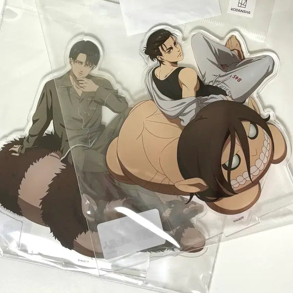 [BUNJANG] Attack on Titan Eren & Levi Resting Acrylic Stand (Sealed) / 진격의 거인 에렌 리바이 아크릴 스탠드 쿠츠로기 휴식 eeo 파자마 잠옷