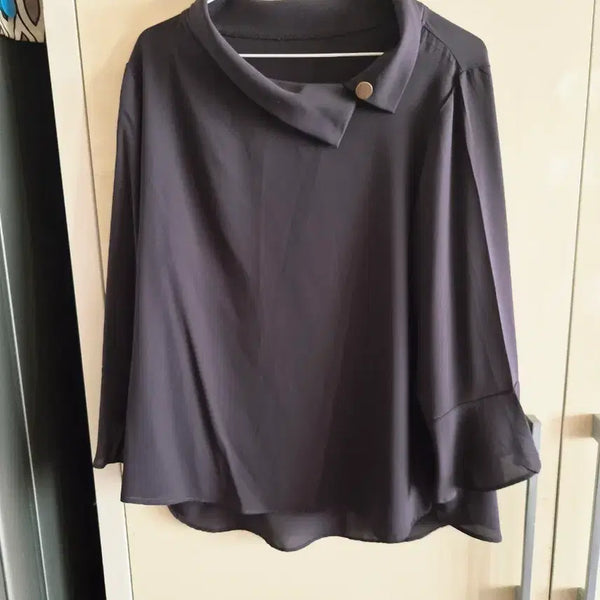 [BUNJANG] Karanec Charcoal Gray 7-Part Blouse / 카라넥 7부 블라우스