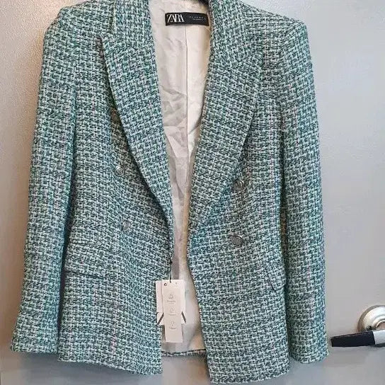 [BUNJANG] ZARA Tweed Double Breasted Jacket XS / 자라 트위드 더블 브레스트 자켓XS사이즈택채새옷