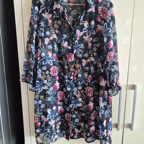 [BUNJANG] ODIB Flower Pattern See-through Long Shirt / 오디브 플라워 패턴 시스루 롱 셔츠