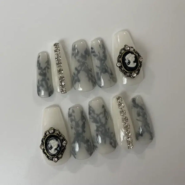 [BUNJANG] Antique Stone Nail Tips Set / 엔틱스톤네일팁