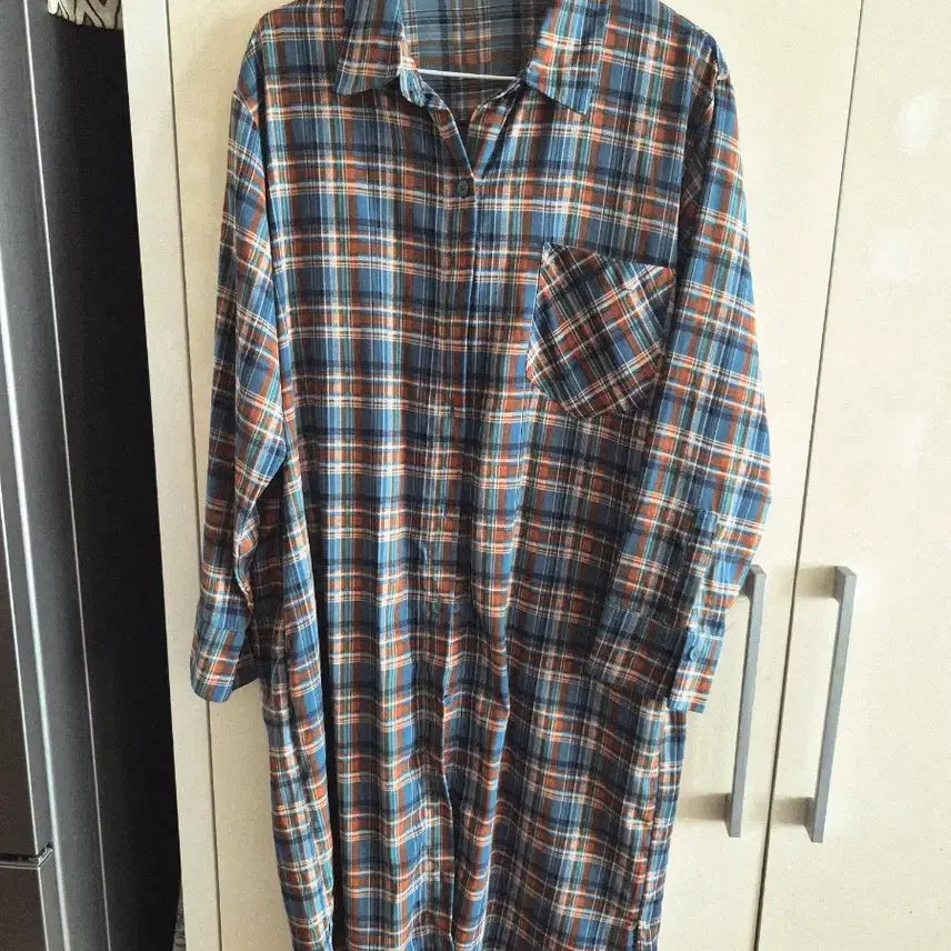 [BUNJANG] Checkered Long Shirt Dress / 체크 롱 셔츠