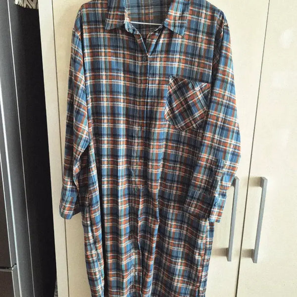 [BUNJANG] Checkered Long Shirt Dress / 체크 롱 셔츠