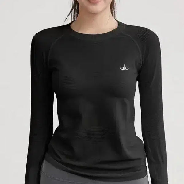 [BUNJANG] Alo Yoga Black Long Sleeve T-Shirt / 알로 요가 블랙 긴팔 티셔츠