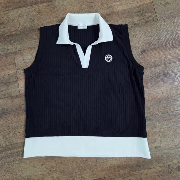 [BUNJANG] South Cape Sleeveless Collar T-shirt Black Women's 95 / 사우스케이프  민소매 카라 티셔츠 블랙 여성95호