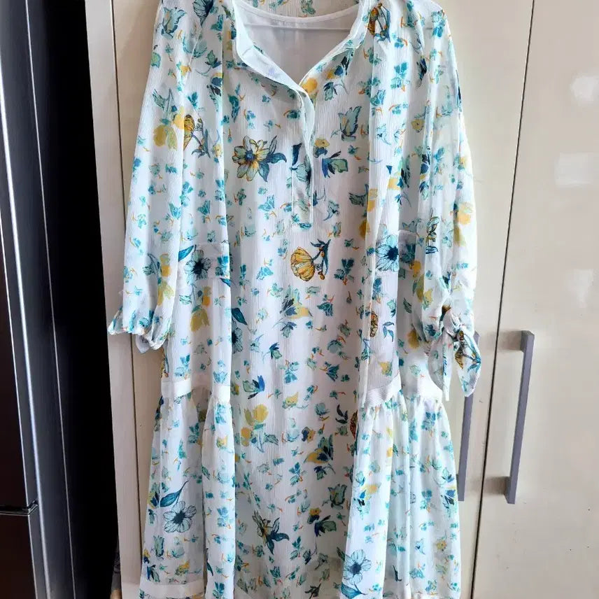 [BUNJANG] Flower Chiffon Long Dress / 플라워 쉬폰 롱 원피스