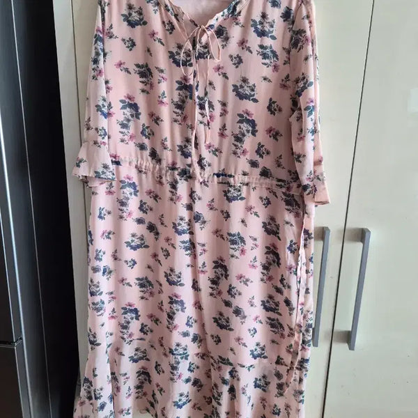 [BUNJANG] Floral Print Long Dress / 잔꽃무늬 핑크 롱 원피스