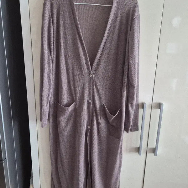 [BUNJANG] Ribbed Long Cardigan Brown / 골지 롱 가디건 브라운