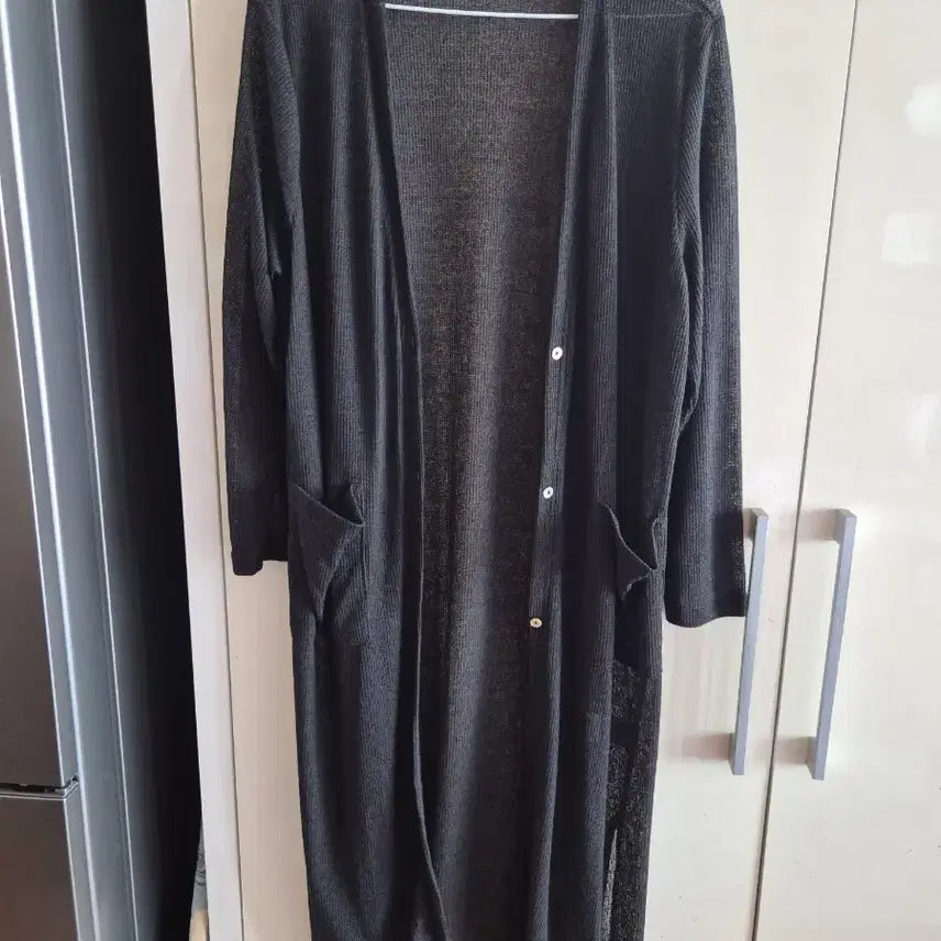 [BUNJANG] Women's Long Cardigan Black / 롱 가디건 블랙 여성용 간절기
