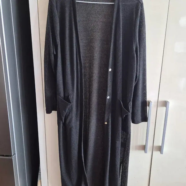 [BUNJANG] Women's Long Cardigan Black / 롱 가디건 블랙 여성용 간절기