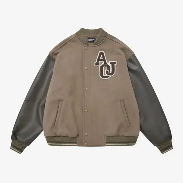 [BUNJANG] AJO BY AJO Oversized Varsity Stadium Jacket Brown XL / 아조바이아조 오버사이즈 바시티 스타디움 자켓 브라운