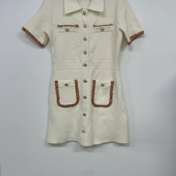 [BUNJANG] Tweed Color Block Bouclé Dress / 트위드 배색 부클 원피스