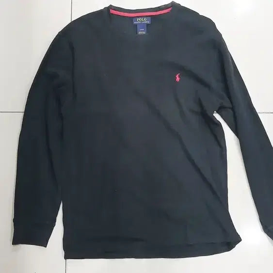 [BUNJANG] Polo Ralph Lauren Black Waffle Long Sleeve T-Shirt (Size L) / 폴로 랄프로렌  L사이즈 검정색 와플 긴팔티셔츠 중고 등부분 오염있어요