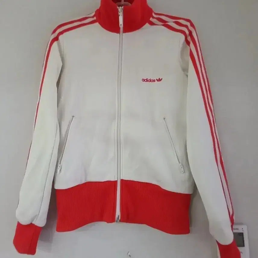 [BUNJANG] Adidas White Red Orange Track Top Jersey Zip-Up / 아디다스 흰빨 주황 트랙탑 져지집업 저지 져지집업 90/S
