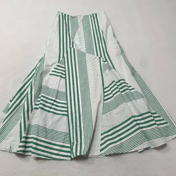 [BUNJANG] NYMPH Green Stripe Long Skirt / 님프 NYMPH 그린 스트라이프 롱 스커트 허리25