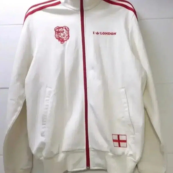 [BUNJANG] Adidas London White Red Track Jacket Size S / 아디다스 흰빨 화이트 레드 런던 저지 져지집업 90/S