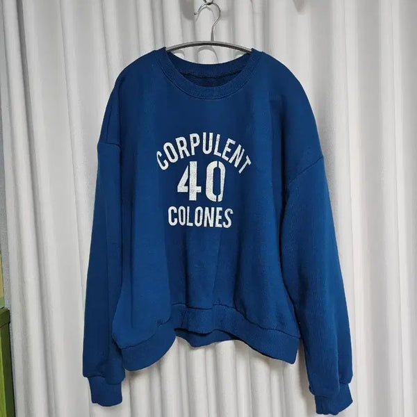 [BUNJANG] Casual Loose Fit Dark Blue Sweatshirt / 쮸리맨투맨