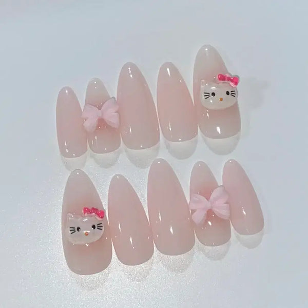 [BUNJANG] Kitty Ribbon Nail Tips / 키티리본네일팁