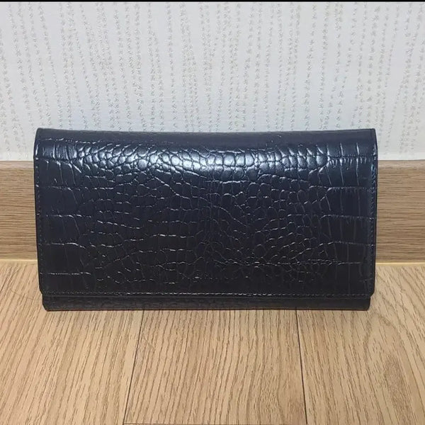 [BUNJANG] NANINI Black Crocodile Pattern Long Wallet / NANINI 블랙 악어 패턴 여성 장지갑