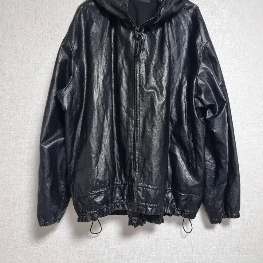[BUNJANG] Black Synthetic Leather Jumper Free Size / * 타임 합성 가죽 점퍼 프리사이즈