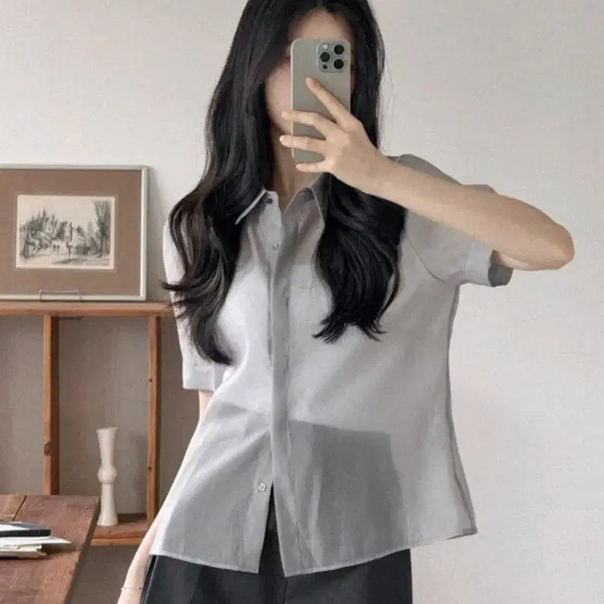 [BUNJANG] UUR See-through Half Blouse / 유유알) 시스루 하프 블라우스